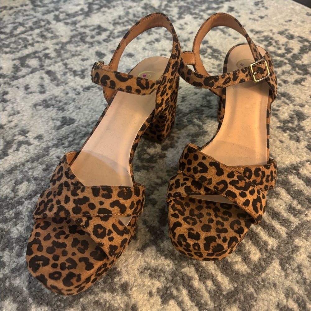 Leopard Print Chunky Heels